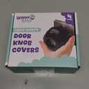 Child Safety Door Knob Cover (4 Pack) Hard-to-Remove Dual-Lock Door Handle Covers for Kids - Reusable Baby Proof Door Knob Locks - Installs Easily, No Tools Needed (Black)