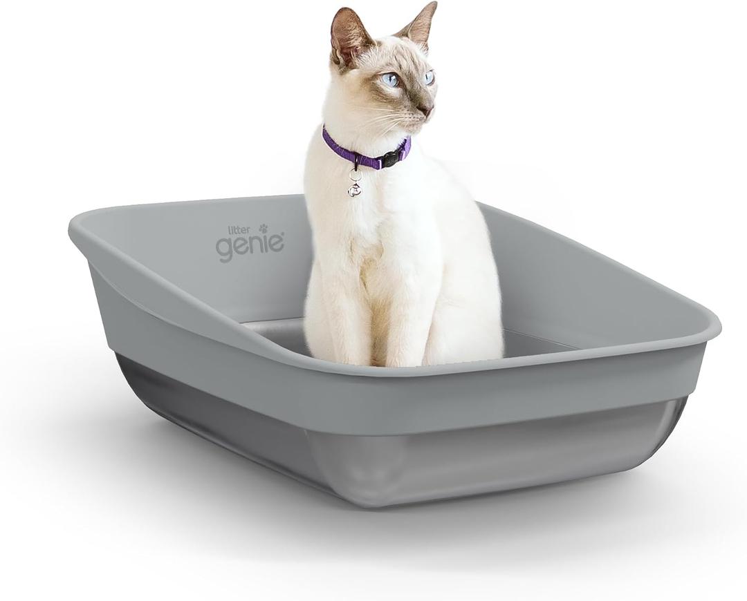 Litter Genie Platinum Stainless Steel Litter Box | Durable, Modern Design, 360 Visibility, Anti-Slip Pads