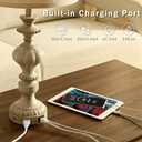 SAIWEYA 27.5" Farmhouse Table Lamps Set of 2 Bedside Nightstand Lamp with USB C+A Ports & AC Outlet, 3 Way Dimmable Touch Lamps for Bedroom Living Room Office Rustic Lamp