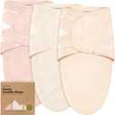 3-Pack Organic Baby Swaddle Sleep Sacks - Newborn Swaddle Sack, Ergonomic Baby Swaddles 0-3 Months, Swaddles for Newborns, Baby Sleep Sack, Baby Swaddle Blanket Wrap, Baby Essentials(Angelic)