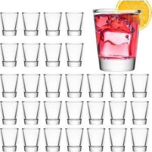 Mfacoy 30 Pack Shot Glasses Set with Heavy Base, 1.6 oz Clear Shot Glasses Bulk, Small Whiskey Shot Glass for Vodka, Whiskey, Tequila, Espressos, Spirits & Liquors, Clear Glass