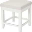 BEWISHOME Vanity Stool, Bedroom Vanity Chair with Upholstered Seat, Desk Stool, Soft Cushioned Piano Stool, Square 18 Height Makeup Bench, Piano Bench Vanity Bench Capacity 300lb White FSD06W
