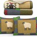 100% Cotton Patchwork Quilt Set Queen,Farmhouse Bedding,3-Piece | Breathable 100% cotton patchwork design,lightweight all-season comfort for master guest cottage or cabin bedrooms