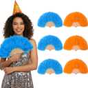 The Life of a Birthday Girl Party Favor 6 Pcs Marabou Feather Fan Folding Flapper Hand Fan for Costume Dancing Photo-Ready Party Packs