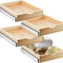Sintuff 4 Pack Wooden Pull out Tray Cabinet Organizer Gentle Close Roll out Shelves for Kitchen Cabinets Fully Assembled Slide Pantry Shelves (15'' X 21'')