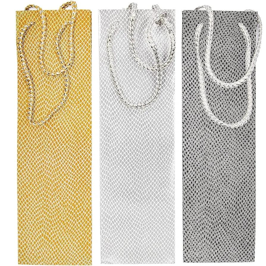 Bright Creations Wine Gift Bags 12 Pack - Wine Bottle Gift Bag with Handles Snakeskin - 13 inches