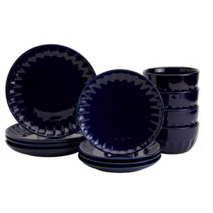 Mason Craft & More 12 Piece Stoneware Café Dinnerware Set - Navy