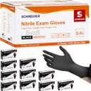 Schneider Nitrile Exam Gloves, Black Latex Free Powder Free Disposable Gloves for Medical, Cooking, Cleaning, and Food Prep (Small)
