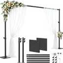 Square Backdrop Stand 6.5x10ft, Heavy-Duty Pipe Drape with Flat Metal Base
Adjustable Photography Background Support, Aluminum Poles Stand Kit for Weddings, Parties, Video Studio, Birthday, Black