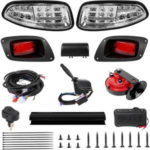 KAKSEY Deluxe Golf Cart LED Headlight Tail Light Kits Fit for EZGO RXV 2016 +, 12V Street Legal Golf Cart Lights Kit with Turn Signals Kits, Brake Lights, Horn