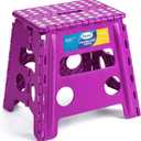 Korpai 13" Folding Step Stool for Adults and Kids Holds Up to 300 lbs,Non-Slip Folding Stools with Portable Handle, Compact Plastic Foldable Step Stool for Bathroom,Bedroom, Kitchen, Purple,1PC