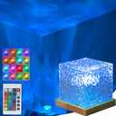 Aurora Ocean Wave Lights Projector,16 Colors 4 Modes Cube Color Changing Light Dimmable, Ambient Mood Lamp for Shower, Crystal Northern Lights for Bedroom Bathroom Playroom, with Remote (Large) (Large-USB Plug In)