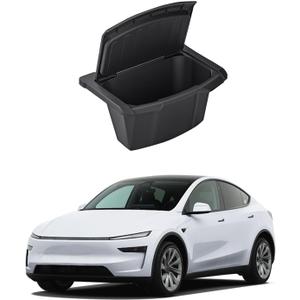 Rear Center Console Organizer for New Model Y Juniper Trash Can with Anti-Slip Lid Cover Backseat Storage Box 2nd Row Seat Organizer Bin for Model Y Juniper Accessorie 2025 2026 (1pcs)