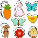 Easter Cookie Cutter Set - Bunny, Egg, Butterfly, Flower, Chick, Carrot, Dog - 8PCS Easter Cookie Cutters - Easter Cookie Cutters Shapes for Spring Holiday Baking, Mini Easter Cookie Cutters for Party