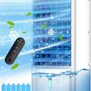 Evaporative Air Cooler, Swamp Cooler Air Conditioner w/ 12H Timer for Auto-off, 6 Upgraded Ice Packs, 3-Speed Windowless Air Conditioner, Smart Remote, Dual Tank Portable Air Cooler for Room