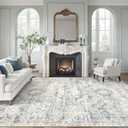 Soalmost Washable Area Rug 8x10, Large Soft Rugs for Living Room Vintage 8x10 Area Rugs for Bedroom Dining Room Non-Slip Stain Resistant Under Table Blue Ivory Rug