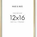 HAUS AND HUES 12x16 Gold Picture Frames - Modern, Metallic Wall Decor for Bedroom, Living Room, Office Poster Display - Gold 12x16 Poster Frames