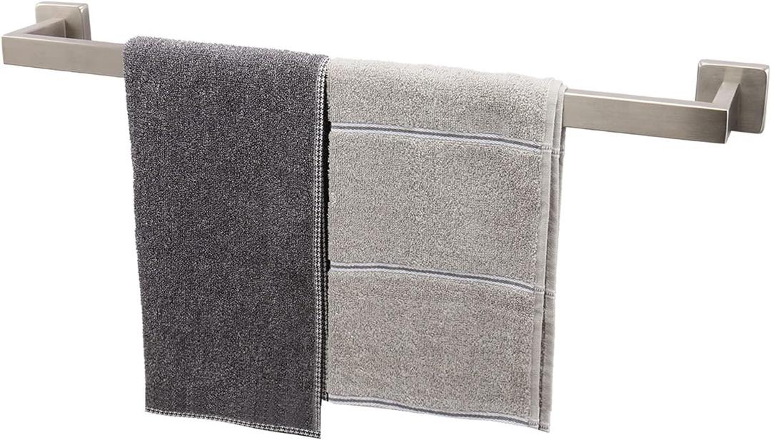 TocTen Bath Towel Rack - Square Base Thicken SUS304 Stainless Steel Towel Bar for Bathroom, Bathroom Accessories Towel Rod Heavy Duty Wall Mounted Towel Holder. (Brushed Nickel, 24)