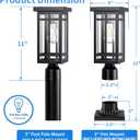 14'' Outdoor Solar Post Light, Dusk to Dawn Solar Lamp Post Light, Black Lamp Posts Light Fixture, Waterproof Outdoor Pole Lights for Yard Garage Porch Patio, 1Pack (Included Mounting Base)