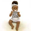Wamdoll 20 Inch Realistic Black Reborn Baby Doll Soft Weighted Body African American Newborn Girl Doll Birthday Gift Set That Look Real and Feel Real (White)