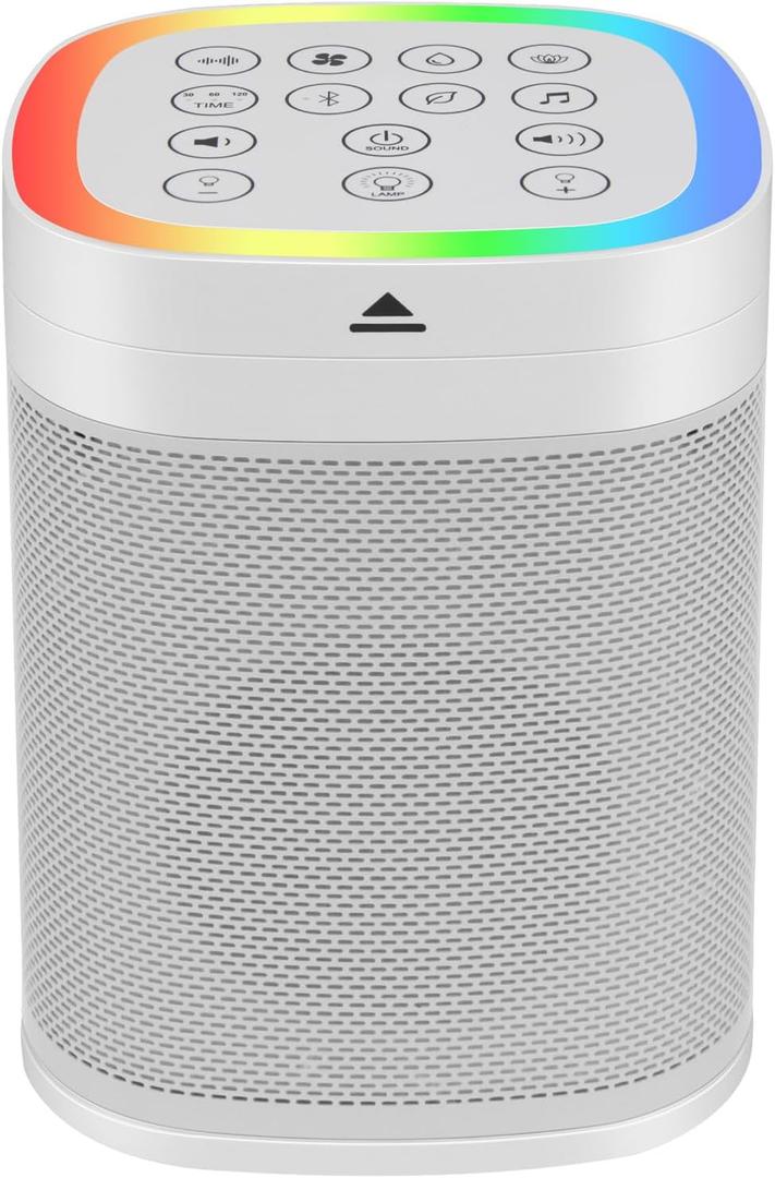3-in-1 Bluetooth Speaker, 70 Soothing Sounds Sleep Machine, Type-C USB Rechargeable RGB Table Lamp,30-Hour Playtime, Wireless Sound Machine for Home/Party/Outdoor/Beach/Baby/Adults. (White)