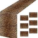 6 Pcs Leopard Print Table Runner Plastic 14 x 108 Inch Disposable Cheetah Print Table Runner for Birthday Safari Party Decorations Leopard Runner