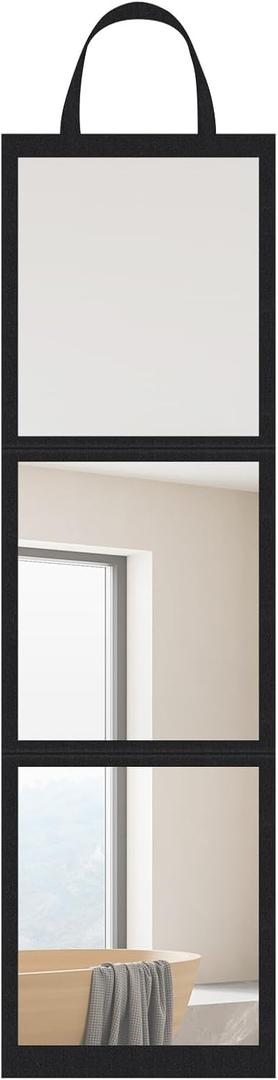 Calolin Foldable Full Length Mirror, 46.4 in Hanging Door, Portable Travel, Oxford Cloth Frame, Break-Resistant Full Body Mirror for Bedroom, Dorm, Travel