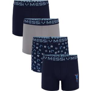Messi Boys' 4-Pack of Boxer Briefs, Kids Underwear with Stretch Material & Elastic Waist, Blue, Medium