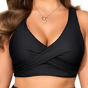 Women Plus Size Bikini Top - Twist Front Swimsuit Top Push Up Full Coverage Bathing Suit 2025 Swim Bra for Large Bust 14W
