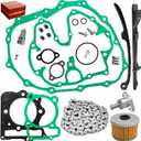 400ex Timing Chain & Guides &Tensioner & Clutch Cover Gasket With Oil Filter Compatible with 1999-2008 Sportrax 400 TRX400EX 2x4 TRX400X XR400R 14620-KCY-670 14511-KCY-670 15412-HM5-A10