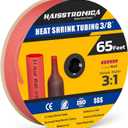 haisstronica 3:1 Heat Shrink Tubing, Shrink Ratio Adhesive Lined Marine Grade Heat Shrink Tube for Home, Automotive and Industrial (Red) 65FT 3/8inch