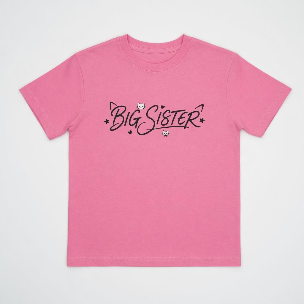 Big Sister Shirt for Girls Toddler Kids Pregnancy Announcement Promoted to Big Sis T-Shirt Summer Short Sleeve Top, 130/64
