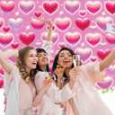 2 x Pink Heart Photo Backdrop Valentine's Day Retro Heart Early 2000s 90s Glitter Love Photography Background Adults Kids Valentine Y2K Old School Birthday Party Decor Banner Photo Props (Pink, 7x5FT)