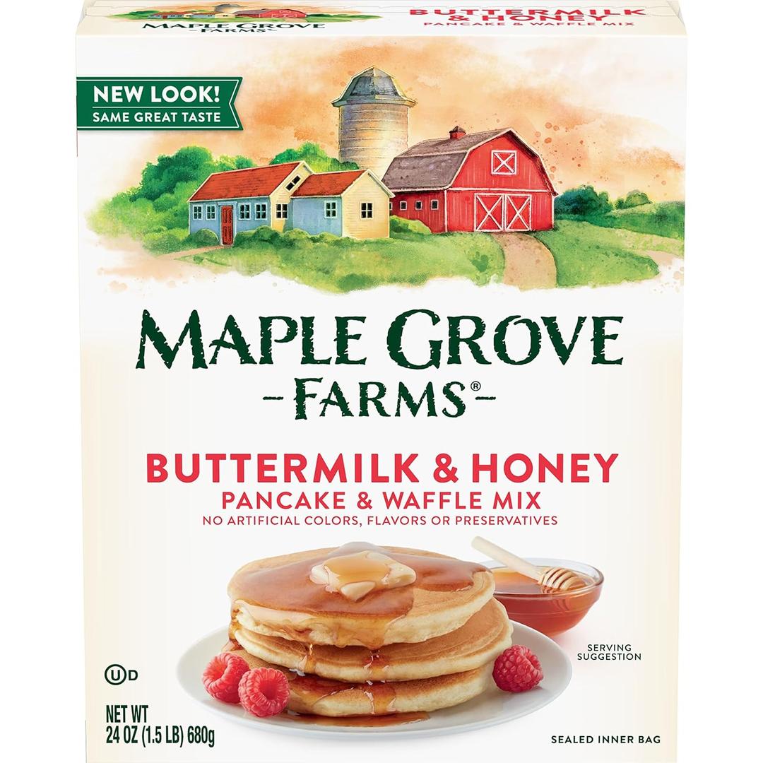 2 x Maple Grove Farms Pancake & Waffle Mix, Buttermilk & Honey, 24 Ounce