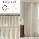 100 Inch Width 102 Inch Long Curtains Extra Wide Pinch Pleat Linen Curtains for Living Room Beige Tan Oatmeal Light Filtering Privacy Pleated Hooks Rings Back Tab for Sliding Glass Door 1 Panel