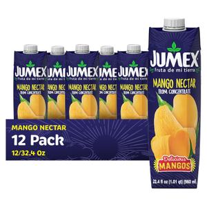 Jumex Mango Nectar - Mango Juice Nectar Made with Fresh Fruit Puree - Tropical Fruit Juice Concentrate for Smoothie Mix, Cocktail Mixers, Kids Drinks & Mexican Beverages - 32.4oz, 12 Pack Carton, Best By: SEP/21/2026