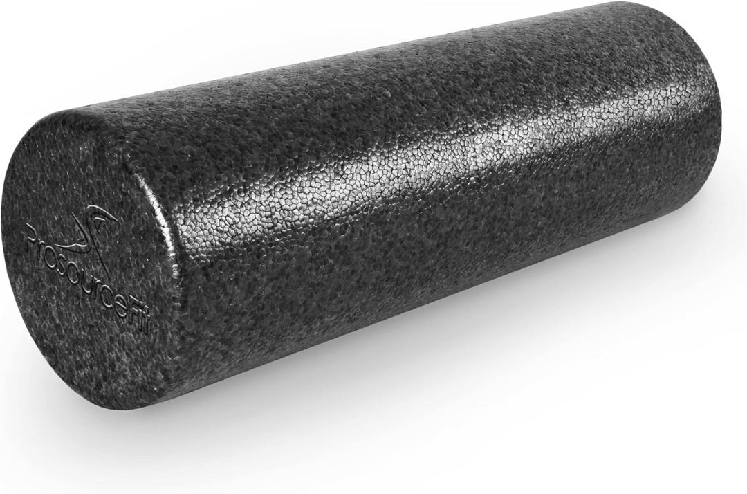ProsourceFit High Density Foam Rollers 18 - inches long, Firm Full Body Athletic Massage Tool for Back Stretching, Yoga, Pilates, Post Workout Muscle Recuperation, Black