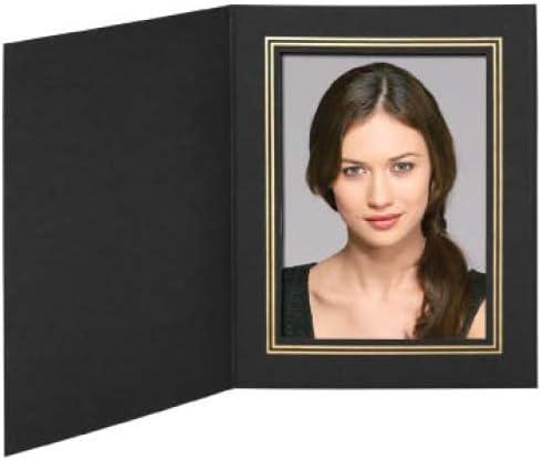 Black/Gold Cardboard Photo Folder Frame 5x7 - Pack of 50