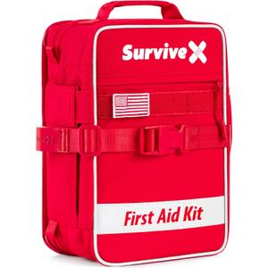 Large First Aid Kit for Car, Travel & Home - Emergency Kit for Hiking, Camping, Backpacking and Outdoors - Includes Zip Stitch Wound Closure Strips