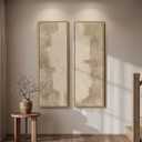 Long Narrow Framed Neutral Abstract Vertical Wall Art Set of 2, Oversized Modern Canvas Prints Paintings Artwork for Walls, Beige Minimalist Pictures for Hallway Entryway Living Room Bedroom Wall Decor, 20"W x 60"H x 2Pcs