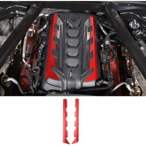 Engine Cover Trim Compatible with Corvette C8 2020-2025 Engine Bay Protection Panel Cover Trim Accessories Covers Left and Right Edges (Red Color)