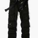 OCHENTA Men's Cotton Casual Cargo Work Pants Baggy Travel Hiking with Multi Pockets (No Belt) 38
