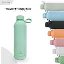 Ecco Joy Reusable Stainless Steel water bottles - insulated Water Bottle - Thermos soft touch with neck tags - travel water bottle - Long Lasting Hot or Cold Drinks  Teal