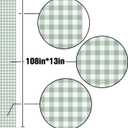 Sage Green Gingham Party Table Runner Green and White Checkered Plaid Decorations for Birthday Bridal Baby Shower Home Dining Kitchen Island Decor (13" x 108")