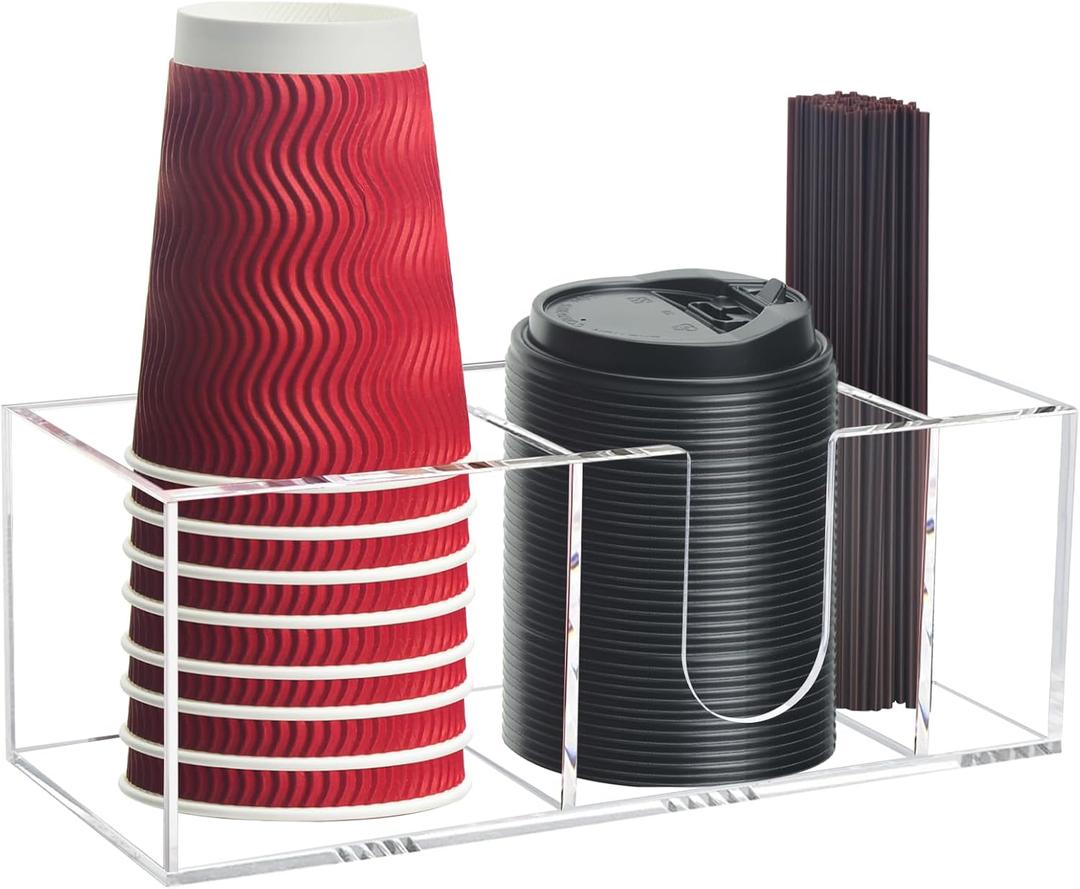 Coffee Cup Holder for Countertop, Acrylic Coffee Bar Accessories and Organizer, Clear Coffee Station Organizer Farmhouse Table Decor