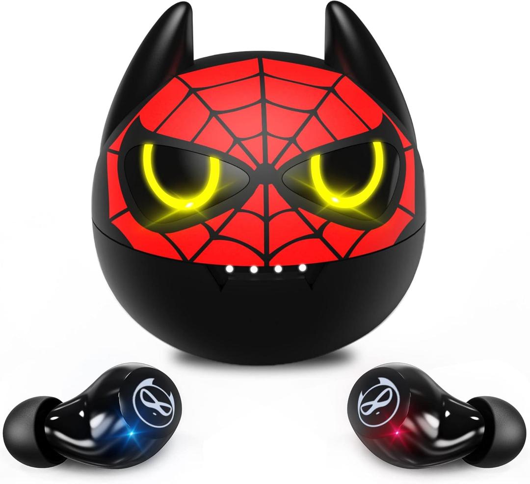 Wireless Earbuds, Touch Control Headset Stereo Sound in-Ear Wireless Earpiece, Bluetooth Earphones with Red Cartoon Charging Case (B91)