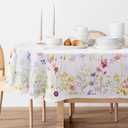 Bnejvif Spring Floral Oval Tablecloth - Waterproof Wrinkle Free Durable Fabric for Spring Summer Tables, 60 X 120 Inch