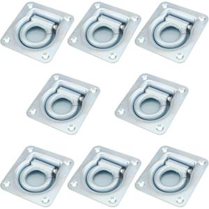 SHEUTSAN 8 Pack Recessed D-Ring Tie Down Anchors, Steel Flush Mount D-Rings, Heavy Duty Recessed Pan Fitting D-Rings for Truck, Trailer, Deliveries, 6,000 Lbs Breaking Strength
