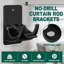 No Drill Curtain Rod Brackets, 4 PCS Self Adhesive Curtain Hooks 20lb, Nail Free Adjustable Curtain Rod Holders Rental Friendly for Apartment, Kitchen, Bathroom, Dorm Living Room