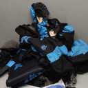 BBTO 47 Pcs Butterfly Car Seat Full Set Butterfly Car Accessories for Women 5 Front Rear Seat Covers Wrist Strap 2 Pieces Cup Mat Armrest Pad 2 Belt Cover Accessories for SUV(Lake Blue)